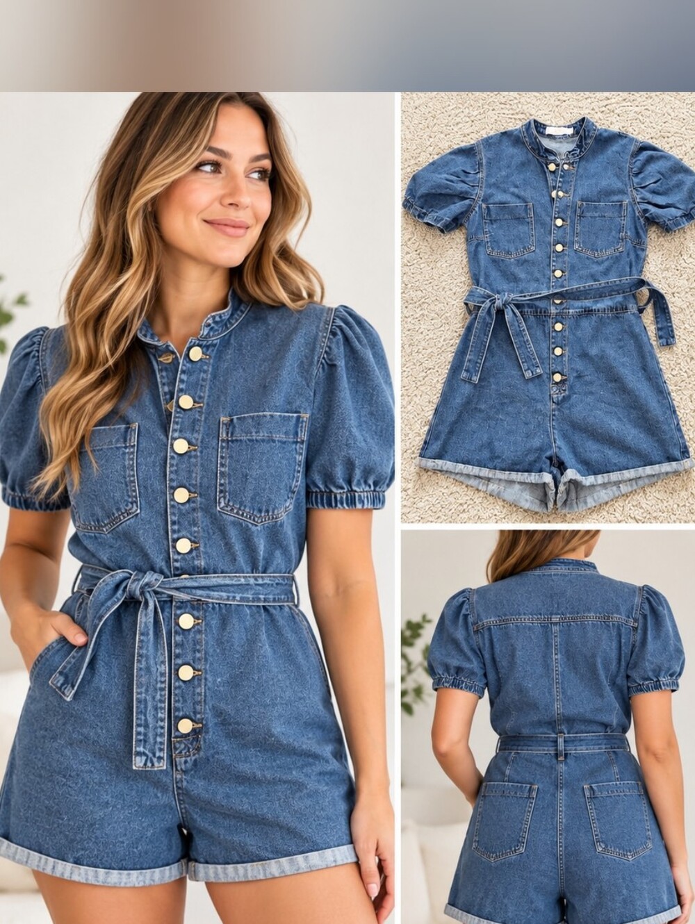 BAM Denim Shorts Jumpsuit (M/L Petite)💥see measurements💥